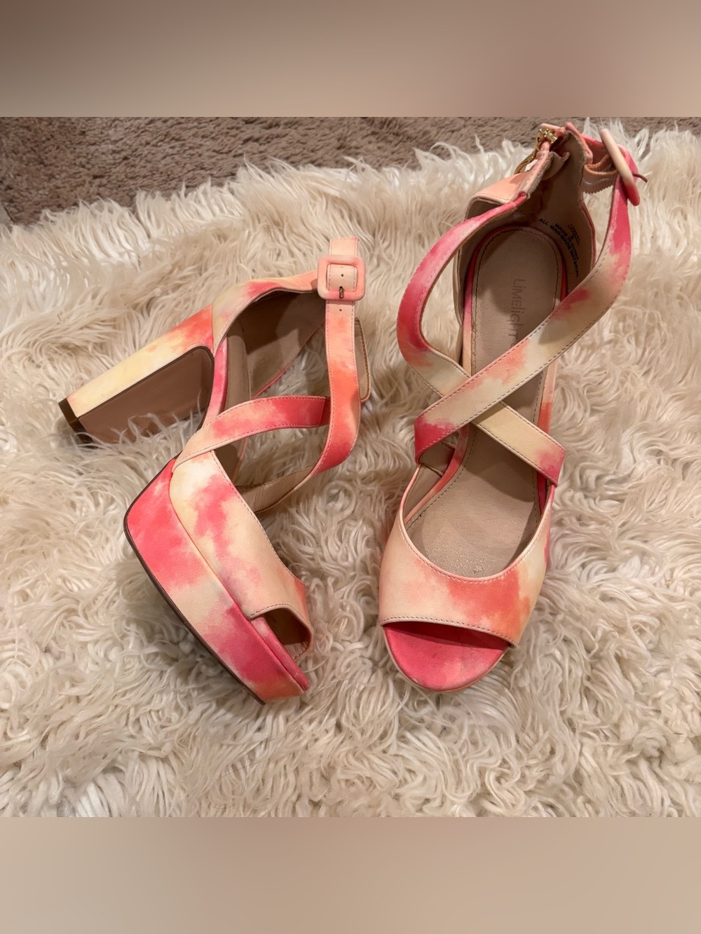 Limelight Pink and Peach Tie-Dye Platform Block Heels